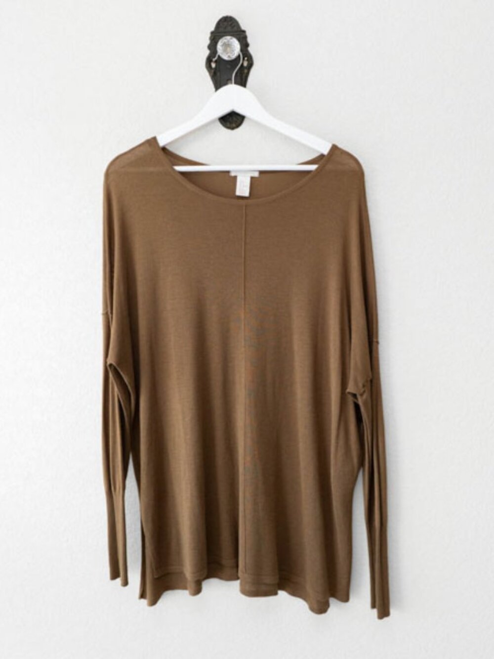 H&M Olive Green Oversized Top Medium Long Sleeve Relaxed Minimalist Slouchy